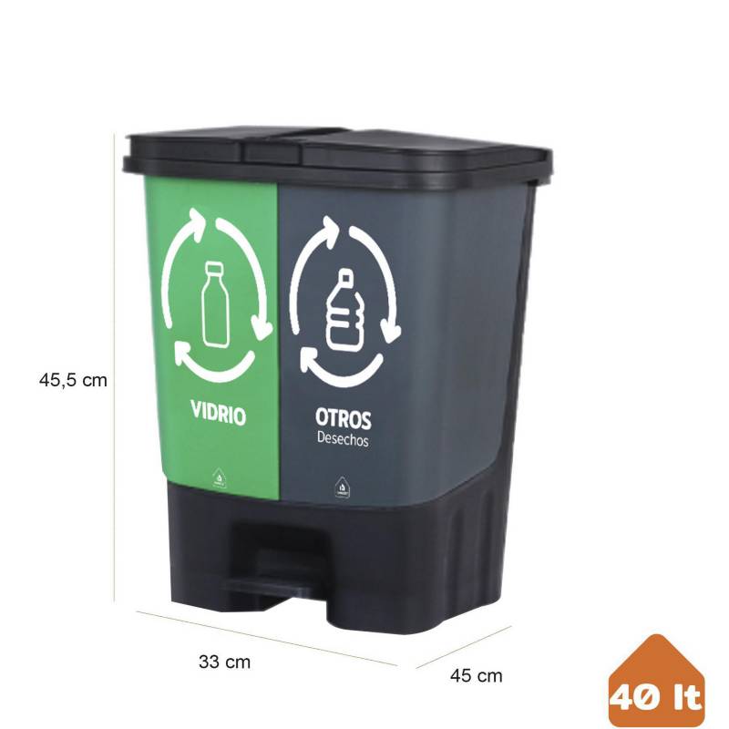 Basurero reciclaje 40 litros verde