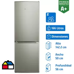 MADEMSA - Refrigerador Bottom Freezer Frío Directo 166 Litros Silver MED165S