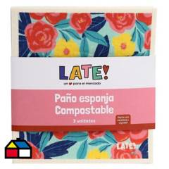 LATE - Paño esponja compostable 3 unid