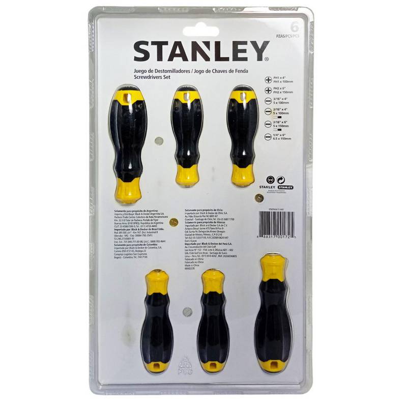 JUEGO DESTORNILLADOR 6 PIEZAS PROFESIONAL STANLEY