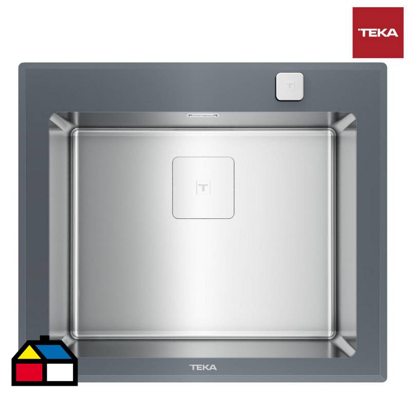 TEKA - Lavaplatos Empotrado, con marco de cristal gris, incluye sifón