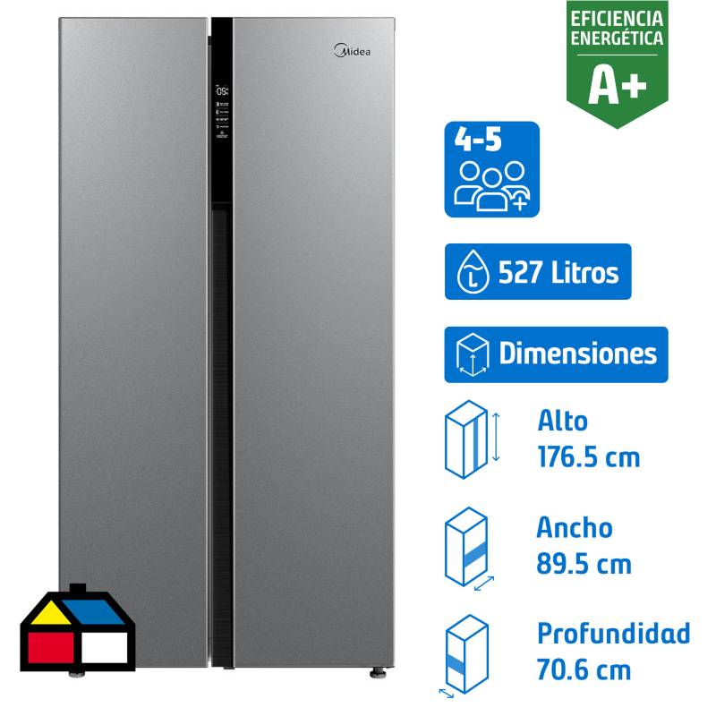 MIDEA - Refrigerador Side by Side No Frost 527 Litros Light Silver MDRS710FGE50