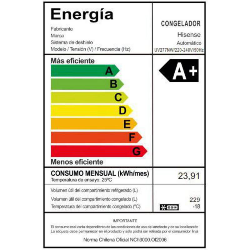 Freezer Vertical UV277NV 229 lts – Hisense