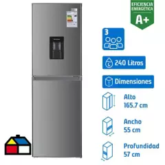 LIBERO - Refrigerador Bottom Freezer Frío Directo 240 Litros Inox LRB-260DFIW