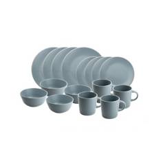 DECOEXPRESS - Juego de vajilla 16 piezas cerámica gris/beige