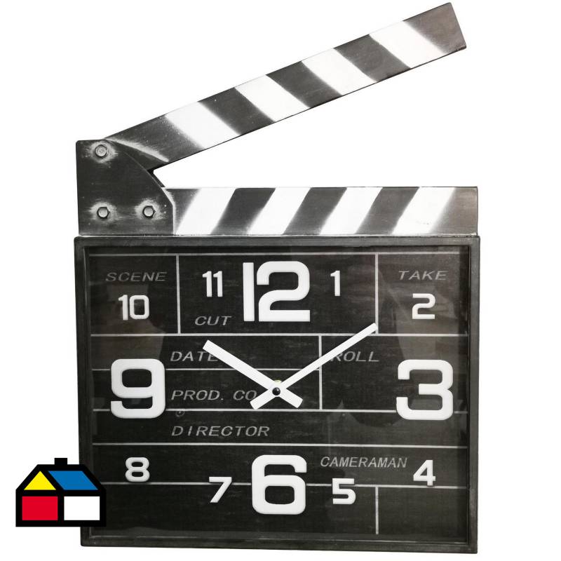 JUST HOME COLLECTION - Reloj claqueta cine 33x34 cm negro