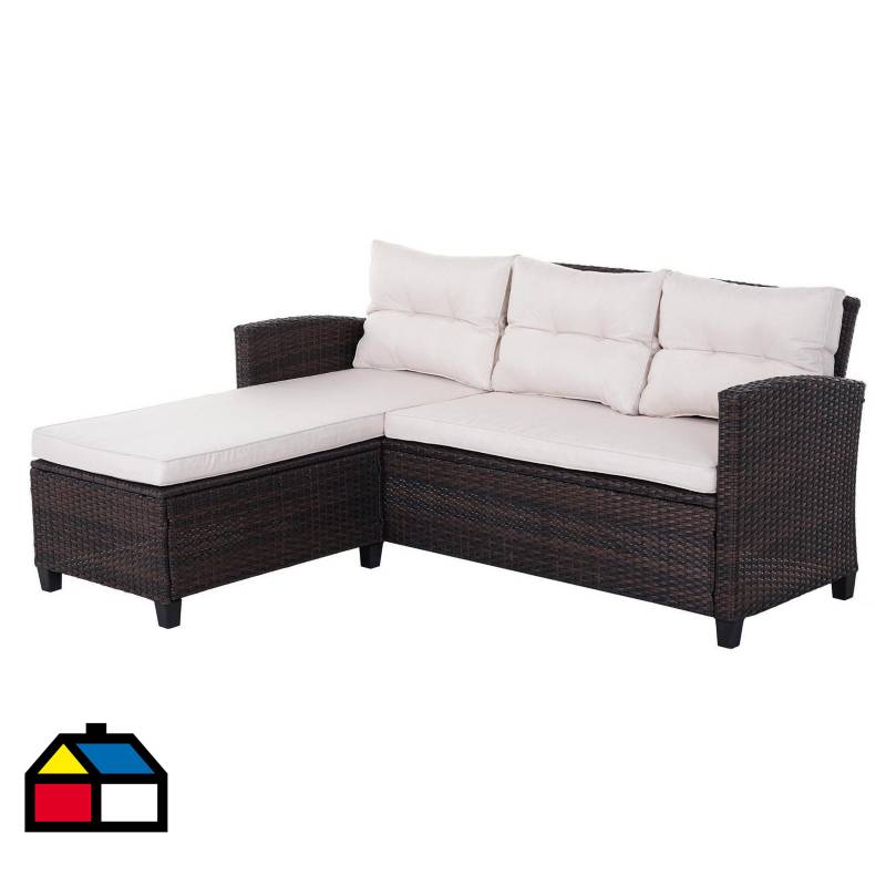 JUST HOME COLLECTION - Set sofá de terraza houston 2 piezas blanco/negro