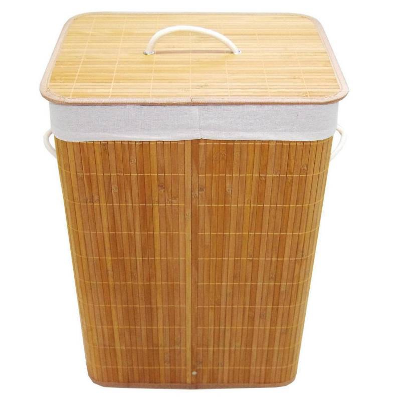 Cesto de ropa rectangular bambú natural