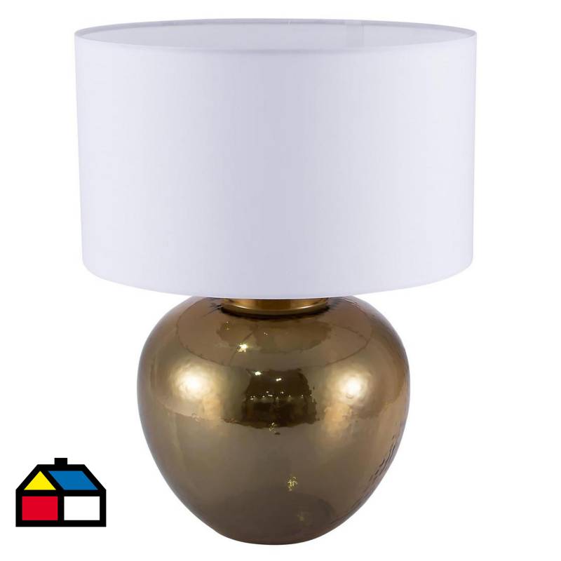 JUST HOME COLLECTION - Lámpara de mesa 1 luz E27 blanca/dorada