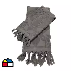 JUST HOME COLLECTION - Set toalla cara + manos gris