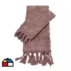 JUST HOME COLLECTION - Set toalla cara + manos rosa