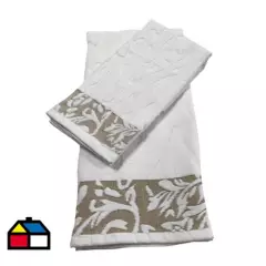 JUST HOME COLLECTION - Set toalla cara + manos blanca