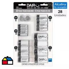 DAIRU - Set de pilas alcalinas AAX20 + AAAX16 + DX4