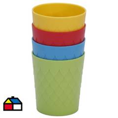 CASA BONITA - Vaso plástico colores 250 ml 4 unidades