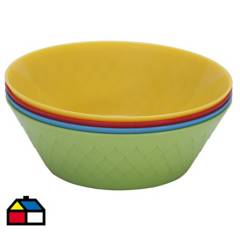 CASA BONITA - Bowl plástico colores 500 ml 4 unidades