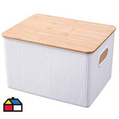 JUST HOME COLLECTION - Caja plástica con tapa bambú 2 l.