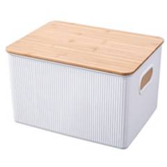 JUST HOME COLLECTION - Caja plástica con tapa bambú 6 l.