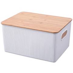 JUST HOME COLLECTION - Caja plástica con tapa bambú 16 l