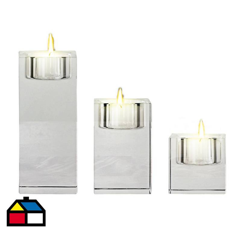 JUST HOME COLLECTION - Set 3 portavelas cubo