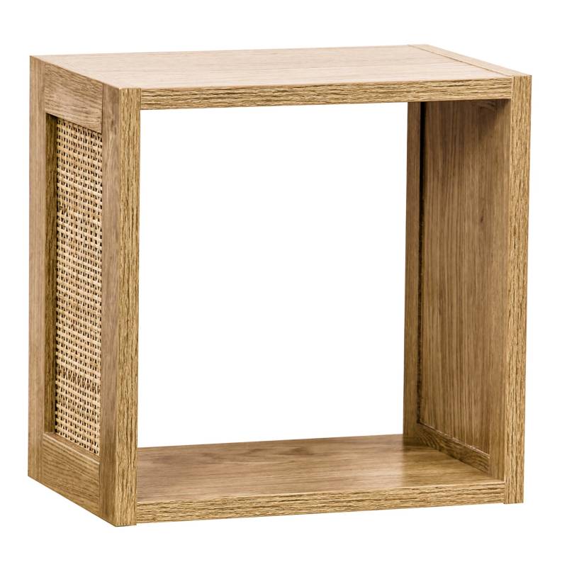 JUST HOME COLLECTION - Cubo madera ratán tejido 30x30x20 cm