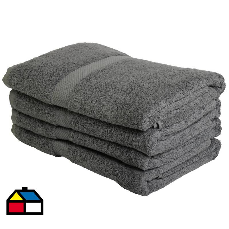 HOMY - Set 4 toallas 50x85 cm + 70x130 cm gris