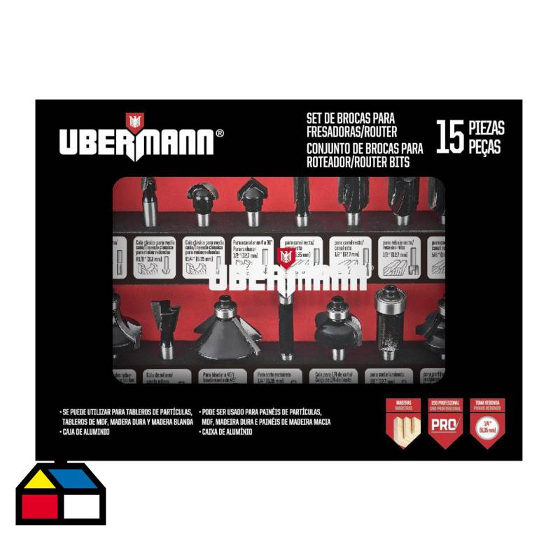 UBERMANN - Set 15 Fresas 1/4" ubermann