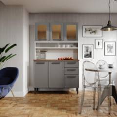 BERTOLINI - Kit Mueble Cocina de Metal con Vidrio Origens grafito 120x192x48 cm