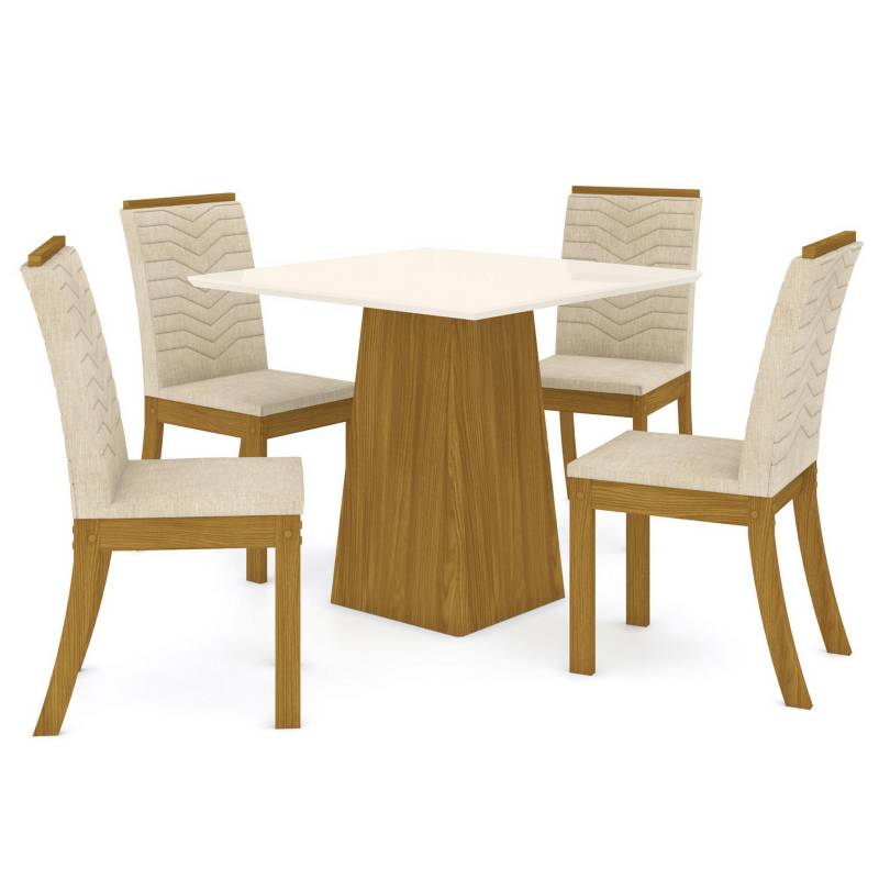 CASA BONITA - Set de comedor 1 mesa + 4 sillas lino