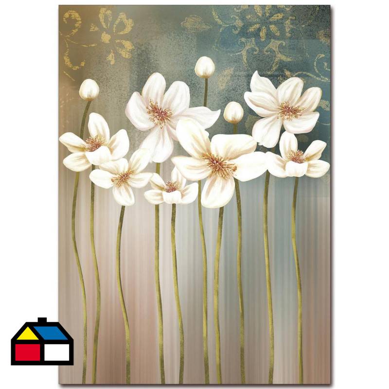 HOMY - Cuadro acrílico flores blancas 1 50x70 cm