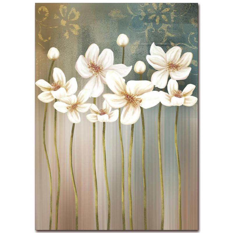 HOMY - Cuadro acrílico flores blancas 1 50x70 cm