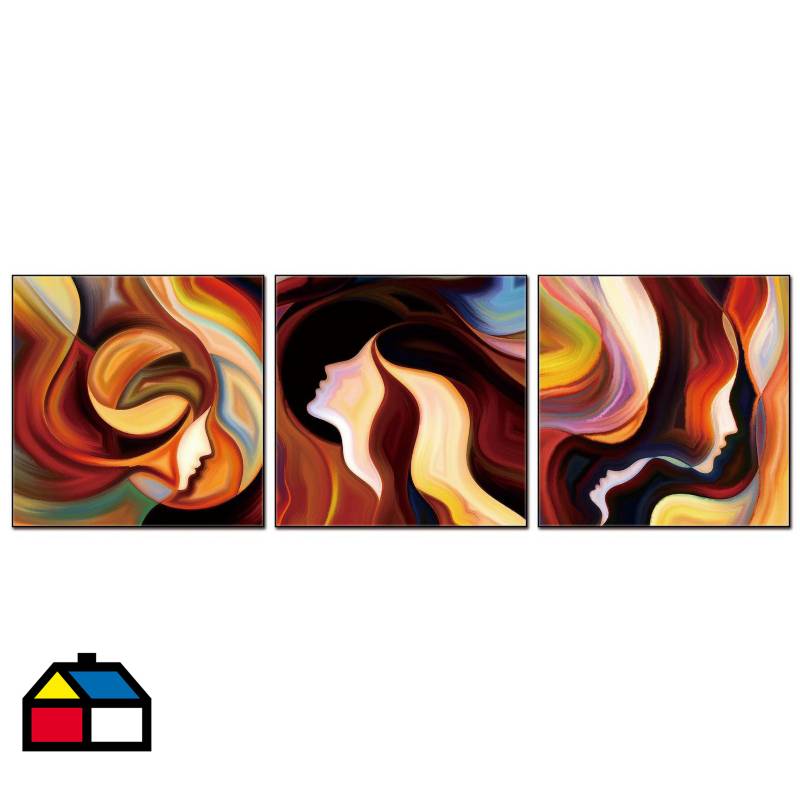 HOMY - Set de 3 cuadros acrílico mujer 1 40x40 cm