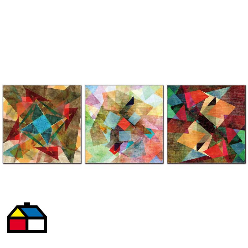 HOMY - Set de 3 cuadros acrílico cub 1 40x40 cm