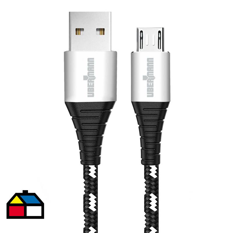 UBERMANN - Cable carga rápida USB a micro USB hecho con kevlar 2 mt