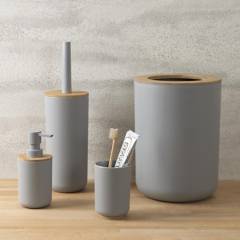 JUST HOME COLLECTION - Set de 4 accesorios de baño mix gris