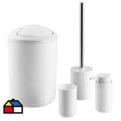 JUST HOME COLLECTION - Set de 4 accesorios de baño mix blanco