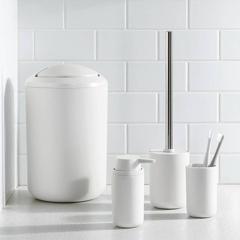 JUST HOME COLLECTION - Set de 4 accesorios de baño mix blanco