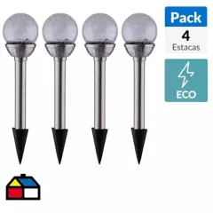 JUST HOME COLLECTION - Pack 4 estacas solares bola plata