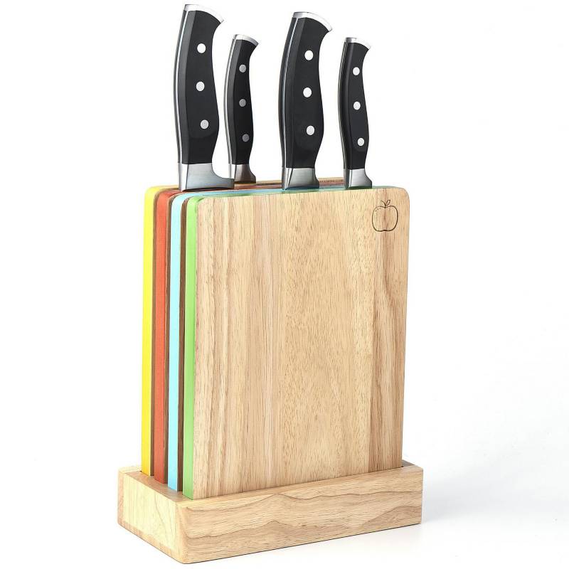 JUST HOME COLLECTION - Set 4 cuchillos+4 tablas +base