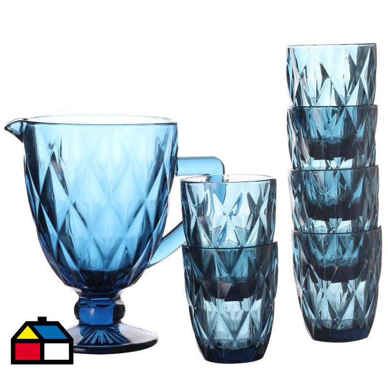 JUST HOME COLLECTION - Set 7 vasos diamante azul