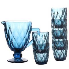 JUST HOME COLLECTION - Set 7 vasos diamante azul