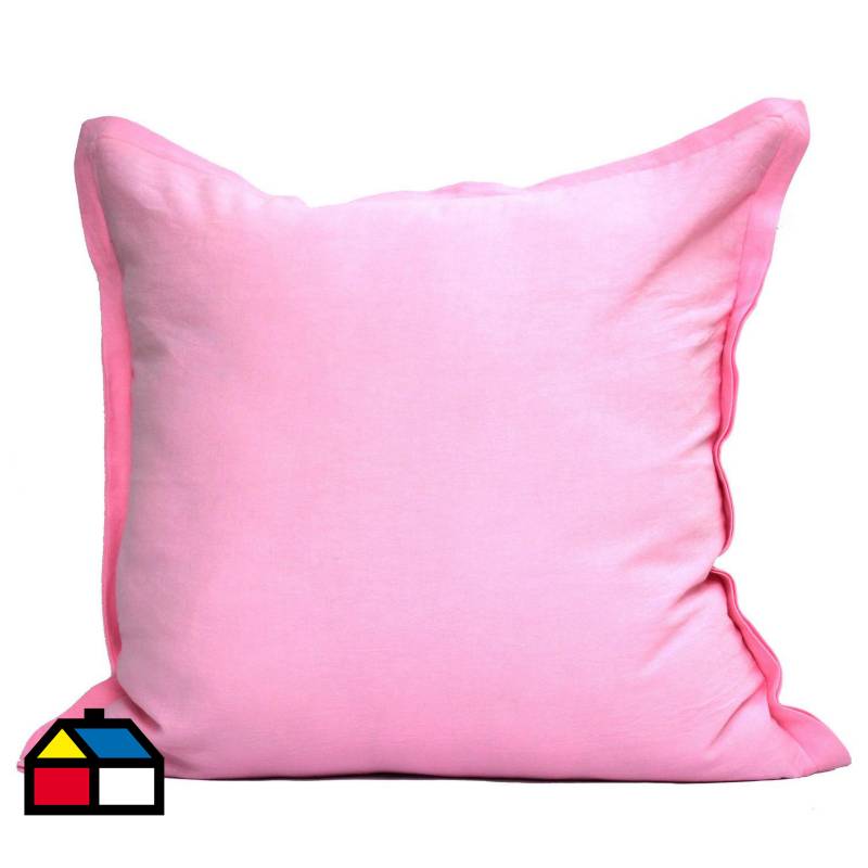HOMY - Cojín lino borde 60x60 cm rosado