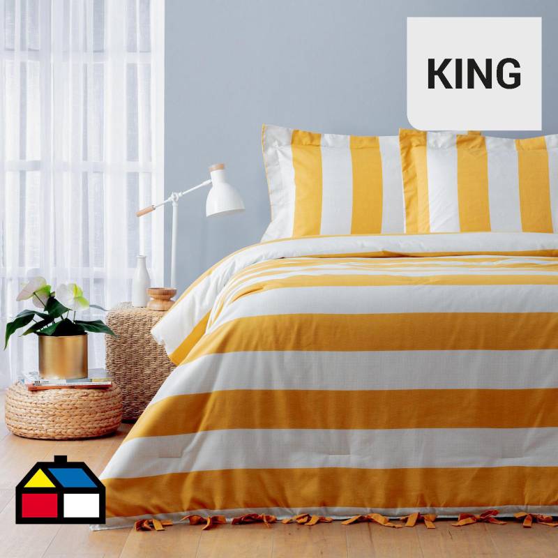 HOMY - Cobertor stripes mostaza king