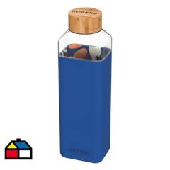 QUOKKA - Botella vidrio cuadrada azul 700 ml