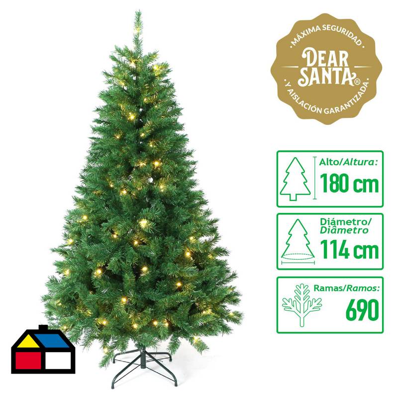 DEAR SANTA - Árbol de navidad 690 ramas con luces 180 cm