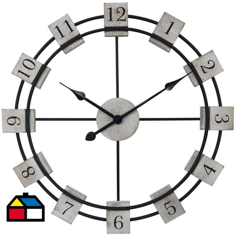 HOMY - Reloj de pared blanco y negro 60 cm
