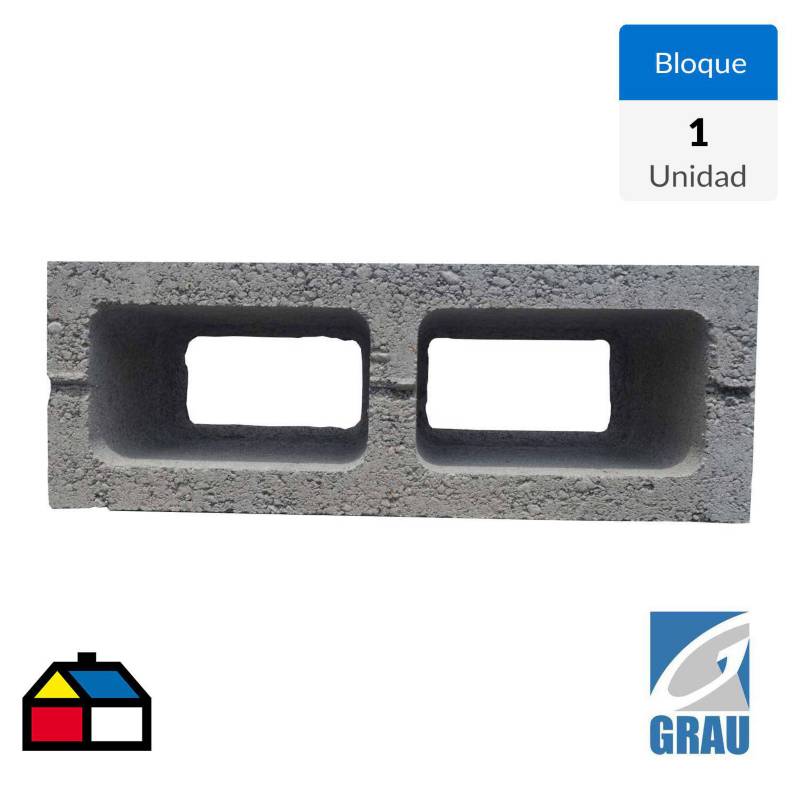 GRAU - 140x190x390 mm Bloque Cemento Liso Gris