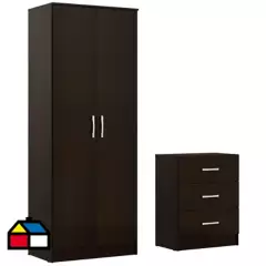 CASA BONITA - Combo closet 2 puertas + cómoda 3 cajones chocolate