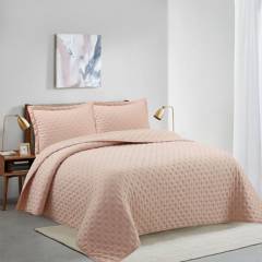 JUST HOME COLLECTION - Quilt liso rosa vintage 1,5 Plazas