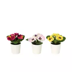 JUST HOME COLLECTION - Set 3 plantas artificiales con flor 12 cm