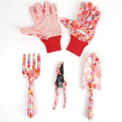 ERGO - Set jardinería: rastrillo de mano + pala de mano + tijera + guantes